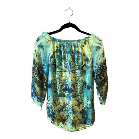 One World Green 3/4 Sleeve Lightweight Stretch Neck Size Petite Medium - Picture 2 of 14